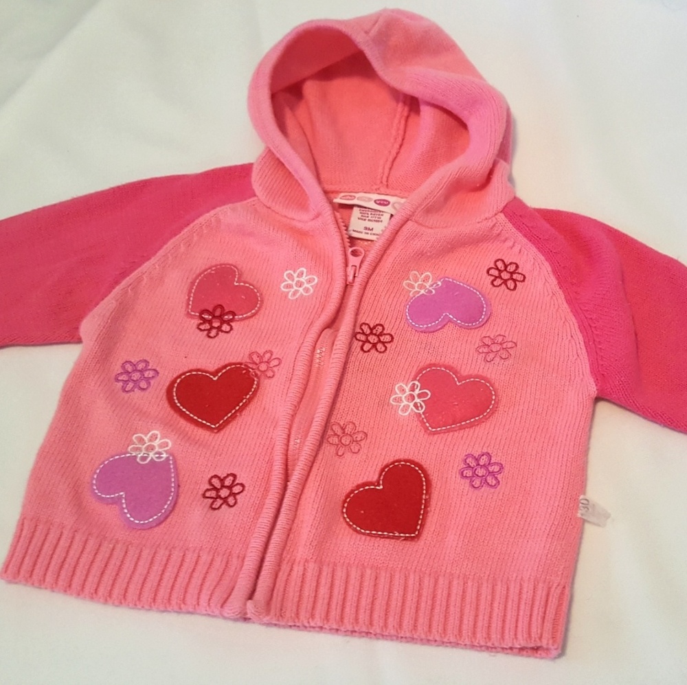⬇️ Pink Hearts Knit Zippered Hooded Jacket 9